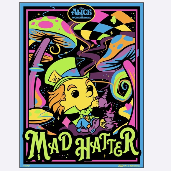 Funko Mad Hatter (black light) poster Alice in Wonderland w/ original tube - Picture 1 of 4